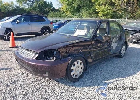 2000 Honda Civic Lx z USA, uszkodzony, nr VIN 1HGEJ6673YL065219
